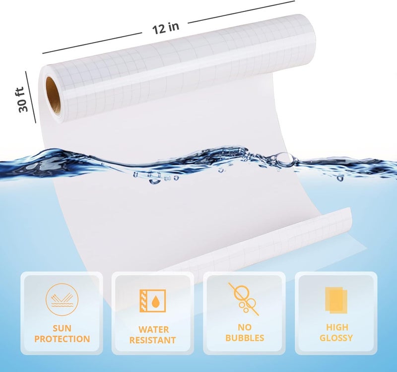 HTVRONT Clear Self-Adhesive Laminating Vinyl Roll-12"x30FT Non Thermal Laminating Film,No Machine Needed Clear Vinyl Laminate for Stickers - Image 4